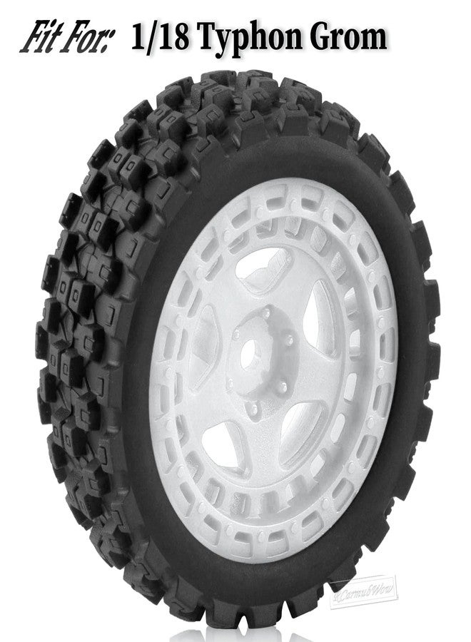RcarmubWow RC Wheels and Tires for 1/18 Typhon Grom RC Crawler Car,RC Buggy Wheels & Rubber Tires,RC Truck Tires RC Wheels,4pcs,White - Image 2